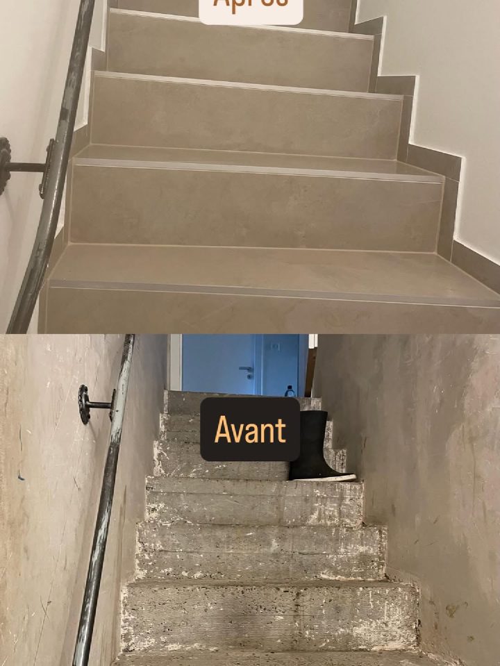 Escalier, avant et après, vue 1 sur 3